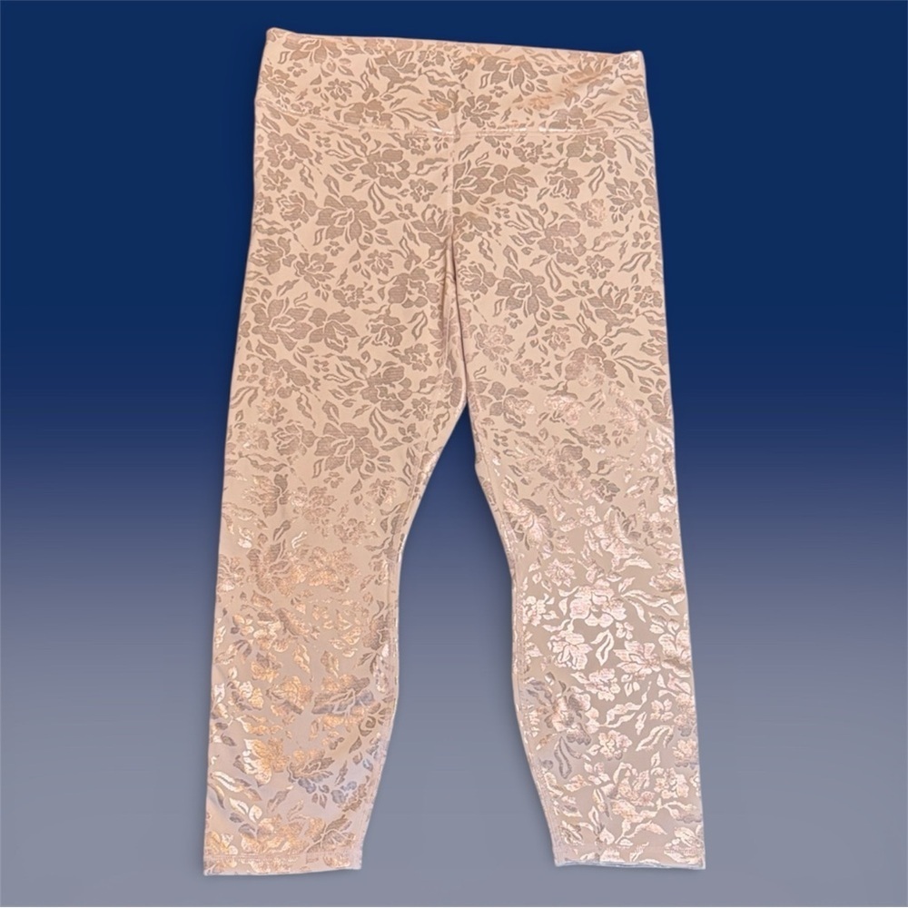 Fabletics Pink Metallic Floral Leggings sz L est